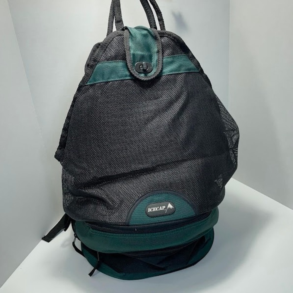 Icecap Backpack Black Green Mesh Insulated 3‎ Compartment Hiking Camping Travel